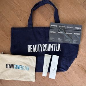 New BeautyCounter lot Canvas Tote Cosmetic Charcoal Mask Facial Tool Hand Cream